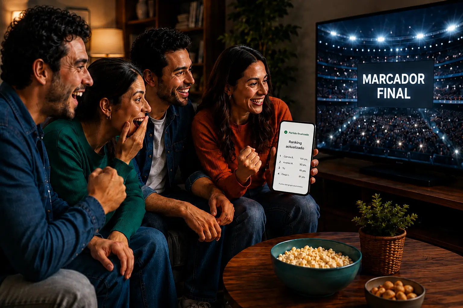 Un grupo consulta el ranking actualizado después del marcador final.